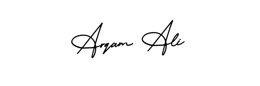 How to make Arqam Ali name signature. Use AmerikaSignatureDemo-Regular style for creating short signs online. This is the latest handwritten sign. Arqam Ali signature style 3 images and pictures png