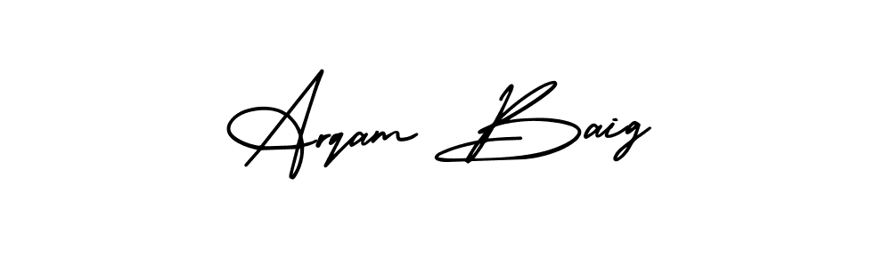 How to make Arqam Baig name signature. Use AmerikaSignatureDemo-Regular style for creating short signs online. This is the latest handwritten sign. Arqam Baig signature style 3 images and pictures png