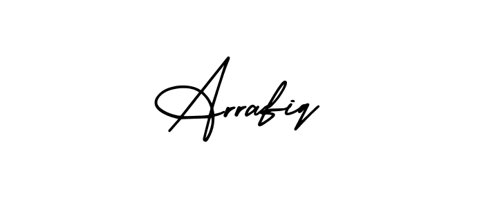 The best way (AmerikaSignatureDemo-Regular) to make a short signature is to pick only two or three words in your name. The name Arrafiq include a total of six letters. For converting this name. Arrafiq signature style 3 images and pictures png