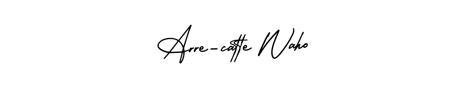 You should practise on your own different ways (AmerikaSignatureDemo-Regular) to write your name (Arre-catte Waho) in signature. don't let someone else do it for you. Arre-catte Waho signature style 3 images and pictures png