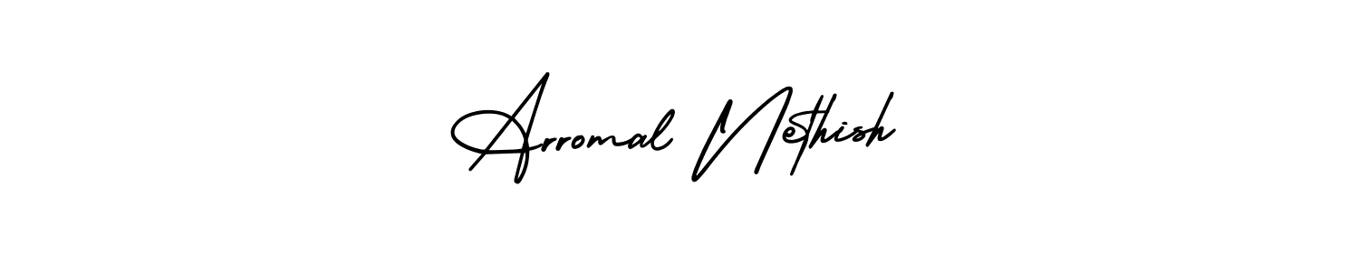 Make a short Arromal Nethish signature style. Manage your documents anywhere anytime using AmerikaSignatureDemo-Regular. Create and add eSignatures, submit forms, share and send files easily. Arromal Nethish signature style 3 images and pictures png