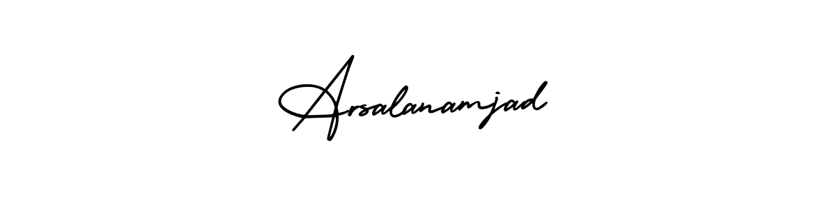 The best way (AmerikaSignatureDemo-Regular) to make a short signature is to pick only two or three words in your name. The name Arsalanamjad include a total of six letters. For converting this name. Arsalanamjad signature style 3 images and pictures png