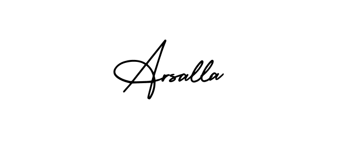 The best way (AmerikaSignatureDemo-Regular) to make a short signature is to pick only two or three words in your name. The name Arsalla include a total of six letters. For converting this name. Arsalla signature style 3 images and pictures png