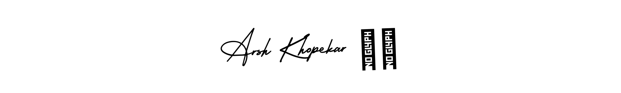 This is the best signature style for the Arsh Khopekar ❤️ name. Also you like these signature font (AmerikaSignatureDemo-Regular). Mix name signature. Arsh Khopekar ❤️ signature style 3 images and pictures png