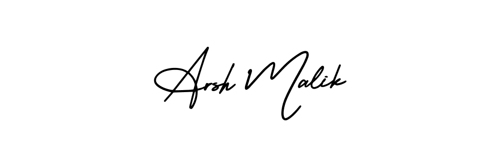 Similarly AmerikaSignatureDemo-Regular is the best handwritten signature design. Signature creator online .You can use it as an online autograph creator for name Arsh Malik. Arsh Malik signature style 3 images and pictures png