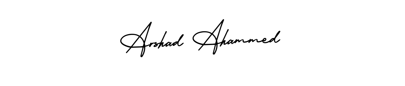 You should practise on your own different ways (AmerikaSignatureDemo-Regular) to write your name (Arshad Ahammed) in signature. don't let someone else do it for you. Arshad Ahammed signature style 3 images and pictures png