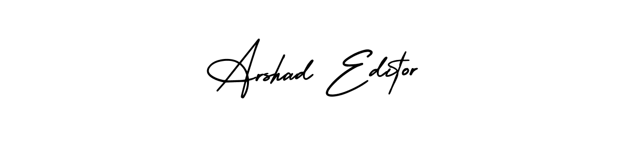 You should practise on your own different ways (AmerikaSignatureDemo-Regular) to write your name (Arshad Editor) in signature. don't let someone else do it for you. Arshad Editor signature style 3 images and pictures png