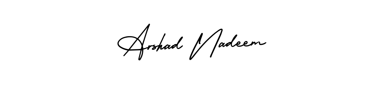 You should practise on your own different ways (AmerikaSignatureDemo-Regular) to write your name (Arshad Nadeem) in signature. don't let someone else do it for you. Arshad Nadeem signature style 3 images and pictures png