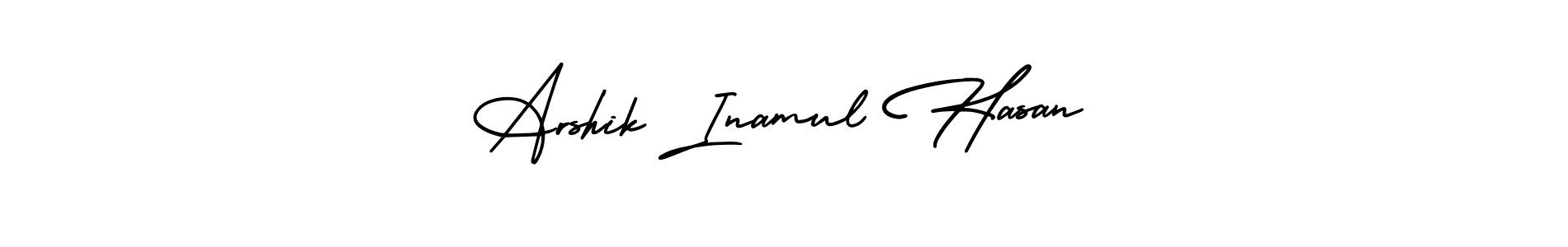 The best way (AmerikaSignatureDemo-Regular) to make a short signature is to pick only two or three words in your name. The name Arshik Inamul Hasan include a total of six letters. For converting this name. Arshik Inamul Hasan signature style 3 images and pictures png