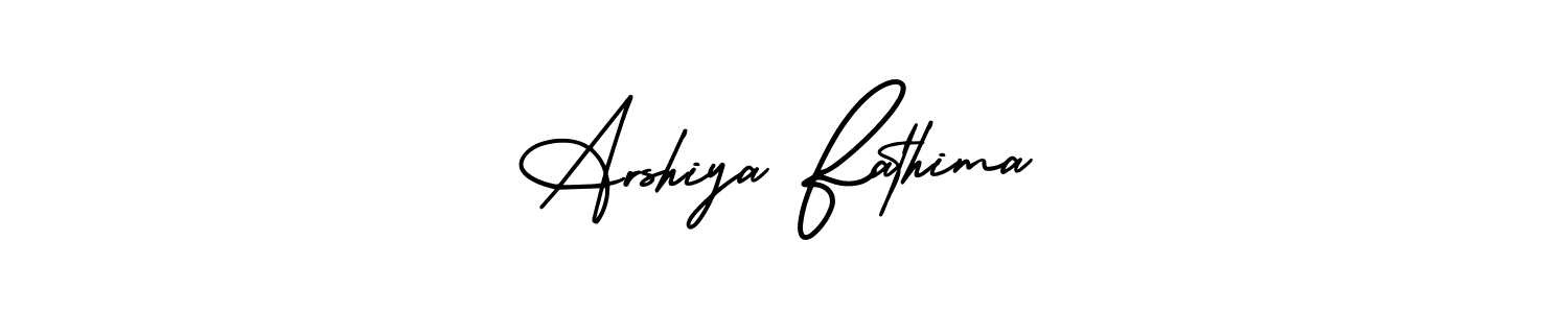 Make a beautiful signature design for name Arshiya Fathima. With this signature (AmerikaSignatureDemo-Regular) style, you can create a handwritten signature for free. Arshiya Fathima signature style 3 images and pictures png
