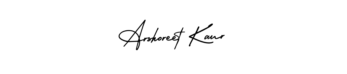 You should practise on your own different ways (AmerikaSignatureDemo-Regular) to write your name (Arshoreet Kaur) in signature. don't let someone else do it for you. Arshoreet Kaur signature style 3 images and pictures png