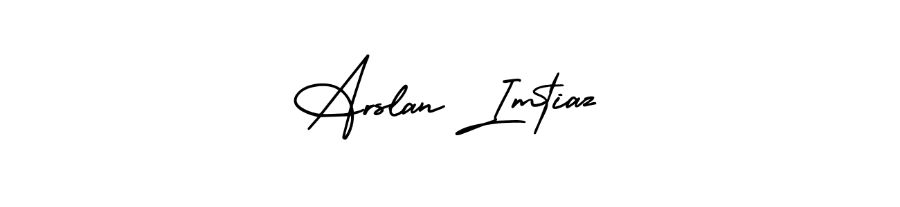 You should practise on your own different ways (AmerikaSignatureDemo-Regular) to write your name (Arslan Imtiaz) in signature. don't let someone else do it for you. Arslan Imtiaz signature style 3 images and pictures png