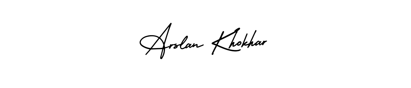 Also You can easily find your signature by using the search form. We will create Arslan Khokhar name handwritten signature images for you free of cost using AmerikaSignatureDemo-Regular sign style. Arslan Khokhar signature style 3 images and pictures png