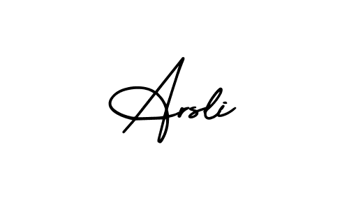 This is the best signature style for the Arsli name. Also you like these signature font (AmerikaSignatureDemo-Regular). Mix name signature. Arsli signature style 3 images and pictures png