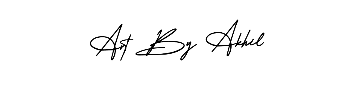 You should practise on your own different ways (AmerikaSignatureDemo-Regular) to write your name (Art By Akhil) in signature. don't let someone else do it for you. Art By Akhil signature style 3 images and pictures png