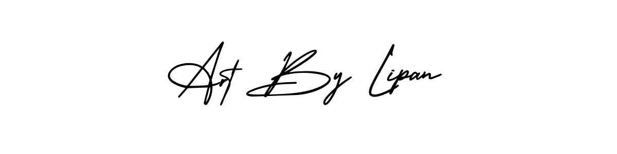 You should practise on your own different ways (AmerikaSignatureDemo-Regular) to write your name (Art By Lipan) in signature. don't let someone else do it for you. Art By Lipan signature style 3 images and pictures png