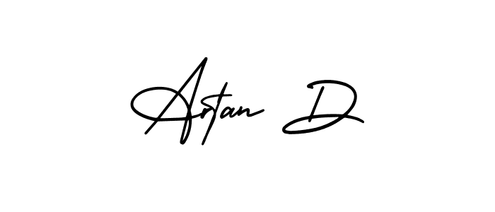The best way (AmerikaSignatureDemo-Regular) to make a short signature is to pick only two or three words in your name. The name Artan D include a total of six letters. For converting this name. Artan D signature style 3 images and pictures png