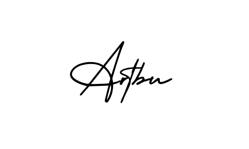 The best way (AmerikaSignatureDemo-Regular) to make a short signature is to pick only two or three words in your name. The name Artbu include a total of six letters. For converting this name. Artbu signature style 3 images and pictures png