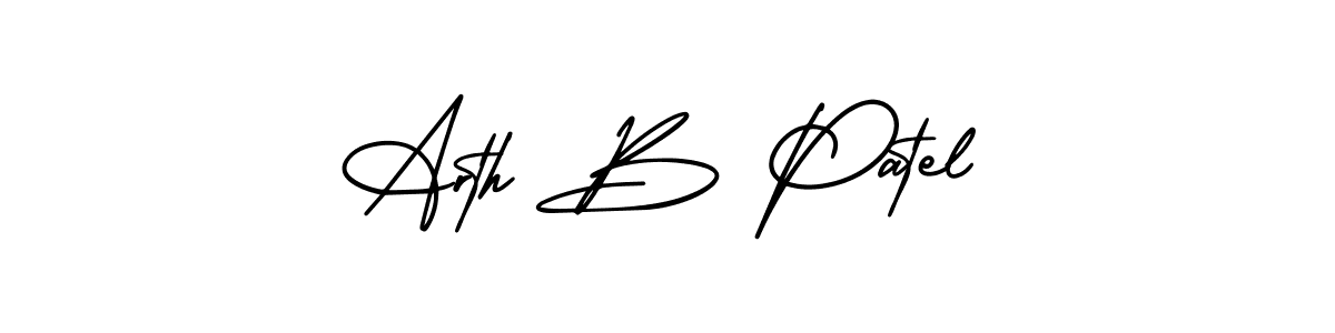 How to make Arth B Patel name signature. Use AmerikaSignatureDemo-Regular style for creating short signs online. This is the latest handwritten sign. Arth B Patel signature style 3 images and pictures png