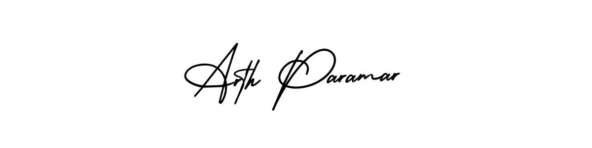 This is the best signature style for the Arth Paramar name. Also you like these signature font (AmerikaSignatureDemo-Regular). Mix name signature. Arth Paramar signature style 3 images and pictures png