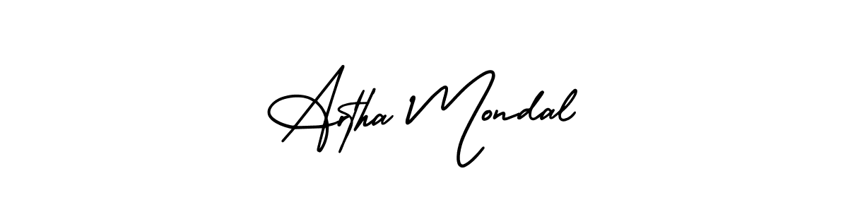 How to make Artha Mondal name signature. Use AmerikaSignatureDemo-Regular style for creating short signs online. This is the latest handwritten sign. Artha Mondal signature style 3 images and pictures png