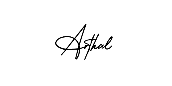 Use a signature maker to create a handwritten signature online. With this signature software, you can design (AmerikaSignatureDemo-Regular) your own signature for name Arthal. Arthal signature style 3 images and pictures png