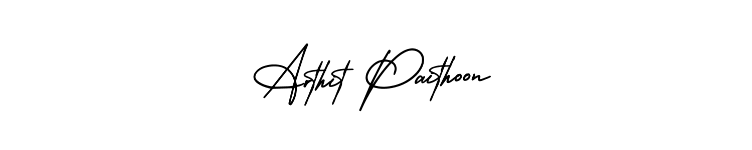 AmerikaSignatureDemo-Regular is a professional signature style that is perfect for those who want to add a touch of class to their signature. It is also a great choice for those who want to make their signature more unique. Get Arthit Paithoon name to fancy signature for free. Arthit Paithoon signature style 3 images and pictures png