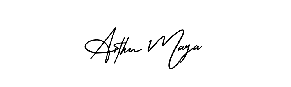 This is the best signature style for the Arthu Maya name. Also you like these signature font (AmerikaSignatureDemo-Regular). Mix name signature. Arthu Maya signature style 3 images and pictures png