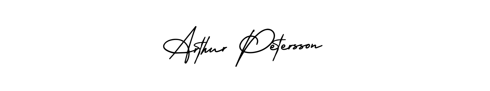 You should practise on your own different ways (AmerikaSignatureDemo-Regular) to write your name (Arthur Petersson) in signature. don't let someone else do it for you. Arthur Petersson signature style 3 images and pictures png