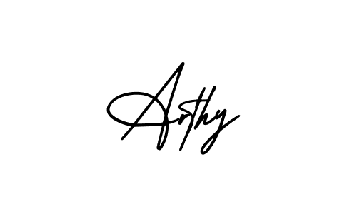 You should practise on your own different ways (AmerikaSignatureDemo-Regular) to write your name (Arthy) in signature. don't let someone else do it for you. Arthy signature style 3 images and pictures png