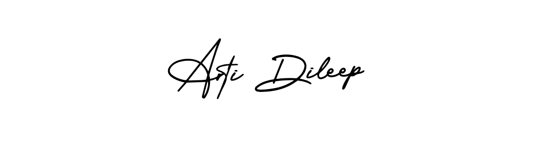This is the best signature style for the Arti Dileep name. Also you like these signature font (AmerikaSignatureDemo-Regular). Mix name signature. Arti Dileep signature style 3 images and pictures png