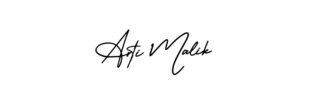 The best way (AmerikaSignatureDemo-Regular) to make a short signature is to pick only two or three words in your name. The name Arti Malik include a total of six letters. For converting this name. Arti Malik signature style 3 images and pictures png