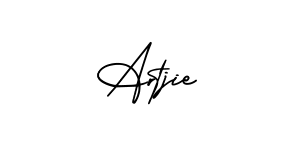 if you are searching for the best signature style for your name Artjie. so please give up your signature search. here we have designed multiple signature styles  using AmerikaSignatureDemo-Regular. Artjie signature style 3 images and pictures png