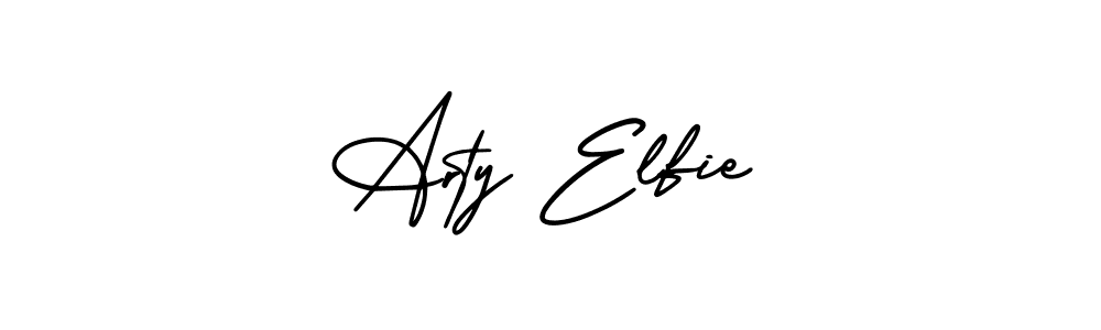 The best way (AmerikaSignatureDemo-Regular) to make a short signature is to pick only two or three words in your name. The name Arty Elfie include a total of six letters. For converting this name. Arty Elfie signature style 3 images and pictures png