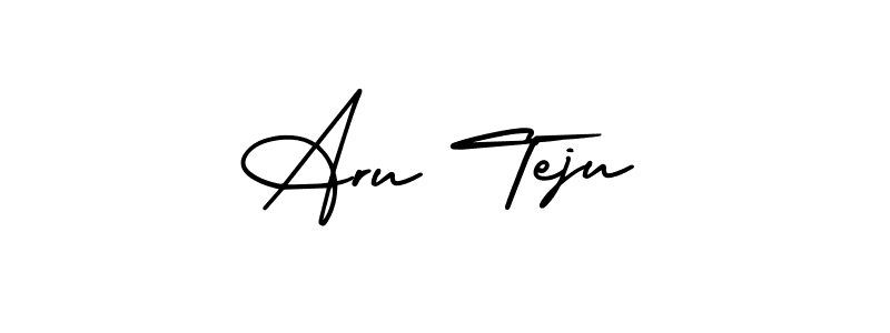 This is the best signature style for the Aru Teju name. Also you like these signature font (AmerikaSignatureDemo-Regular). Mix name signature. Aru Teju signature style 3 images and pictures png