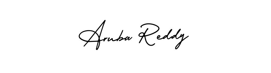 You should practise on your own different ways (AmerikaSignatureDemo-Regular) to write your name (Aruba Reddy) in signature. don't let someone else do it for you. Aruba Reddy signature style 3 images and pictures png