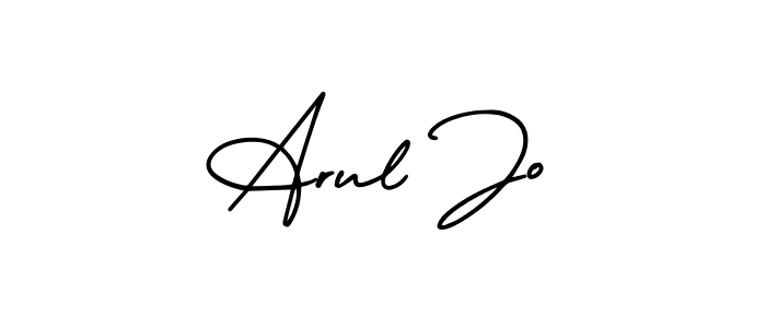 Use a signature maker to create a handwritten signature online. With this signature software, you can design (AmerikaSignatureDemo-Regular) your own signature for name Arul Jo. Arul Jo signature style 3 images and pictures png