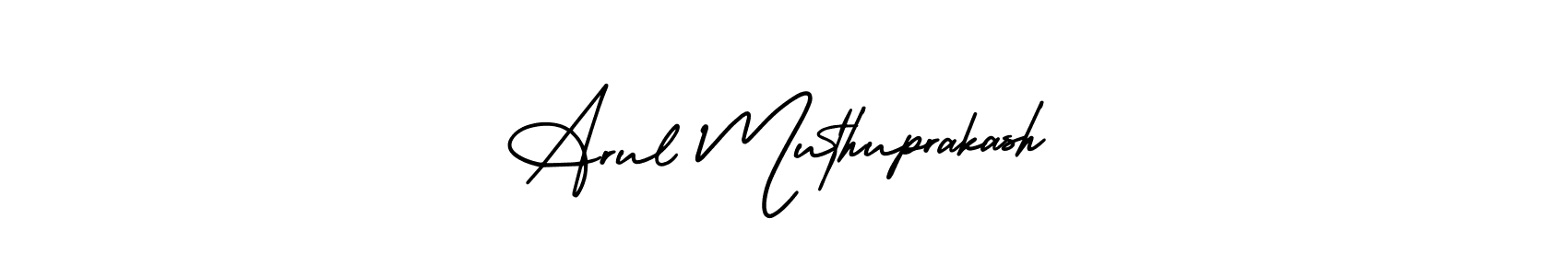 You should practise on your own different ways (AmerikaSignatureDemo-Regular) to write your name (Arul Muthuprakash) in signature. don't let someone else do it for you. Arul Muthuprakash signature style 3 images and pictures png