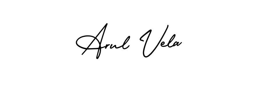 How to make Arul Vela name signature. Use AmerikaSignatureDemo-Regular style for creating short signs online. This is the latest handwritten sign. Arul Vela signature style 3 images and pictures png