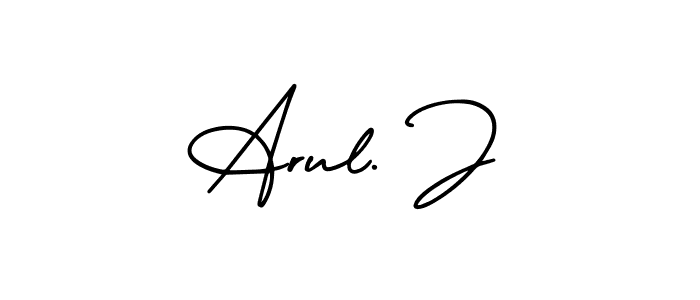 You should practise on your own different ways (AmerikaSignatureDemo-Regular) to write your name (Arul. J) in signature. don't let someone else do it for you. Arul. J signature style 3 images and pictures png