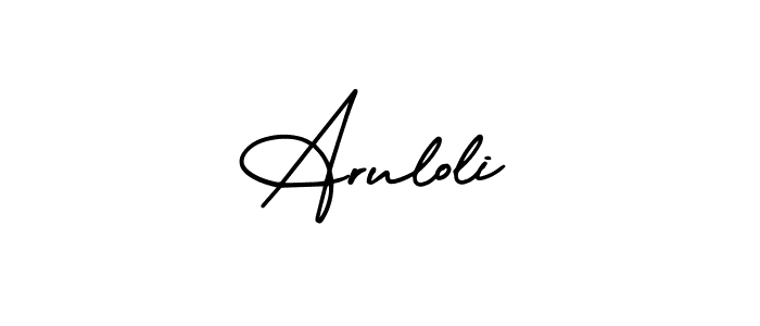 How to make Aruloli name signature. Use AmerikaSignatureDemo-Regular style for creating short signs online. This is the latest handwritten sign. Aruloli signature style 3 images and pictures png