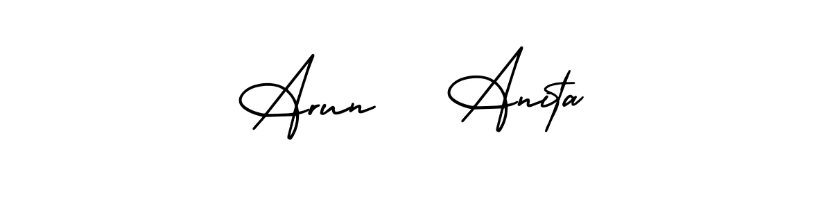 Make a beautiful signature design for name Arun   Anita. With this signature (AmerikaSignatureDemo-Regular) style, you can create a handwritten signature for free. Arun   Anita signature style 3 images and pictures png