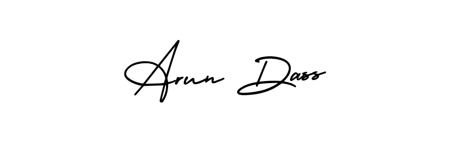 You should practise on your own different ways (AmerikaSignatureDemo-Regular) to write your name (Arun Dass) in signature. don't let someone else do it for you. Arun Dass signature style 3 images and pictures png