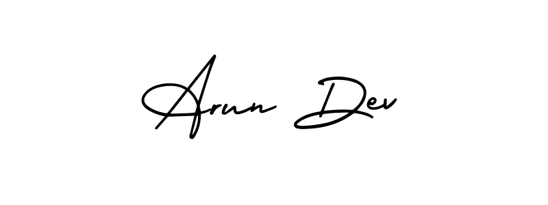 You should practise on your own different ways (AmerikaSignatureDemo-Regular) to write your name (Arun Dev) in signature. don't let someone else do it for you. Arun Dev signature style 3 images and pictures png