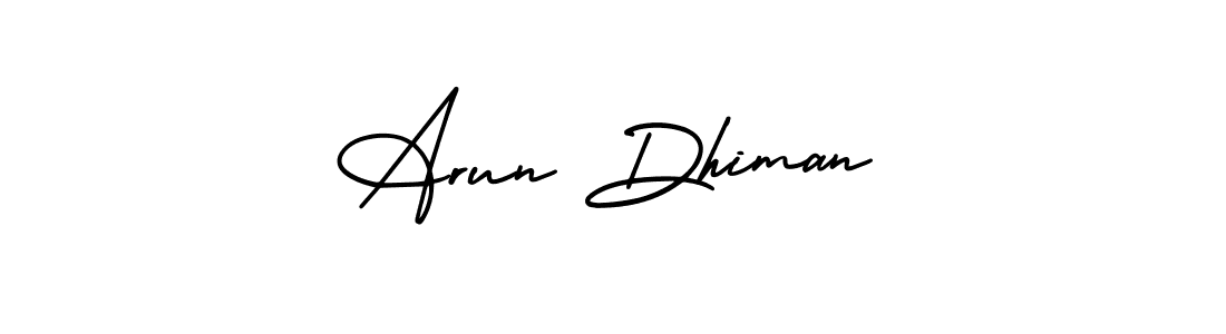 You should practise on your own different ways (AmerikaSignatureDemo-Regular) to write your name (Arun Dhiman) in signature. don't let someone else do it for you. Arun Dhiman signature style 3 images and pictures png