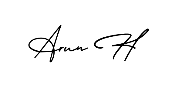 if you are searching for the best signature style for your name Arun H. so please give up your signature search. here we have designed multiple signature styles  using AmerikaSignatureDemo-Regular. Arun H signature style 3 images and pictures png