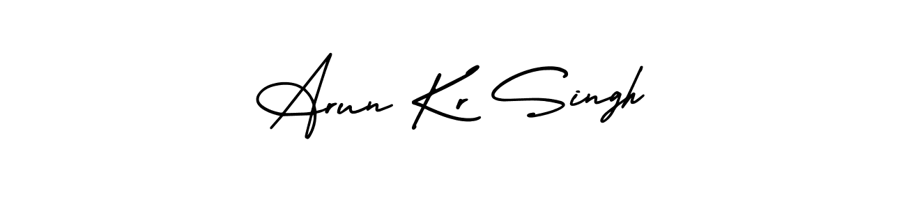 The best way (AmerikaSignatureDemo-Regular) to make a short signature is to pick only two or three words in your name. The name Arun Kr Singh include a total of six letters. For converting this name. Arun Kr Singh signature style 3 images and pictures png