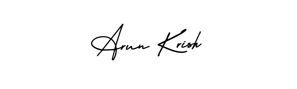 The best way (AmerikaSignatureDemo-Regular) to make a short signature is to pick only two or three words in your name. The name Arun Krish include a total of six letters. For converting this name. Arun Krish signature style 3 images and pictures png