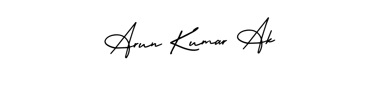The best way (AmerikaSignatureDemo-Regular) to make a short signature is to pick only two or three words in your name. The name Arun Kumar Ak include a total of six letters. For converting this name. Arun Kumar Ak signature style 3 images and pictures png