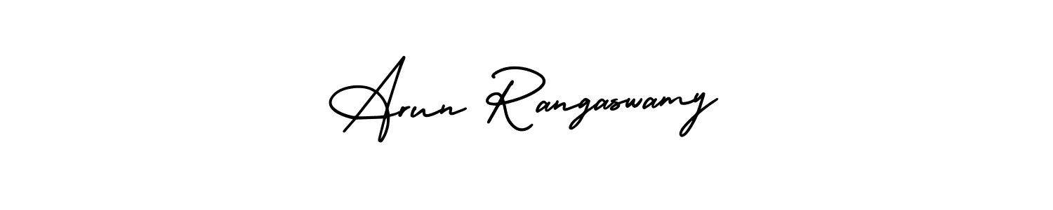 You should practise on your own different ways (AmerikaSignatureDemo-Regular) to write your name (Arun Rangaswamy) in signature. don't let someone else do it for you. Arun Rangaswamy signature style 3 images and pictures png